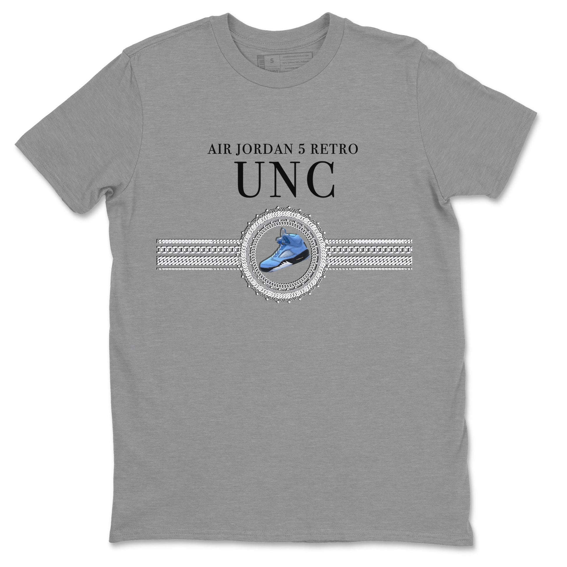 Jordan 5 UNC Jordan Shirts Gold Chain Sneaker Tees Air Jordan 5 UNC SNRT Sneaker Tees Unisex Shirts Heather Grey 2