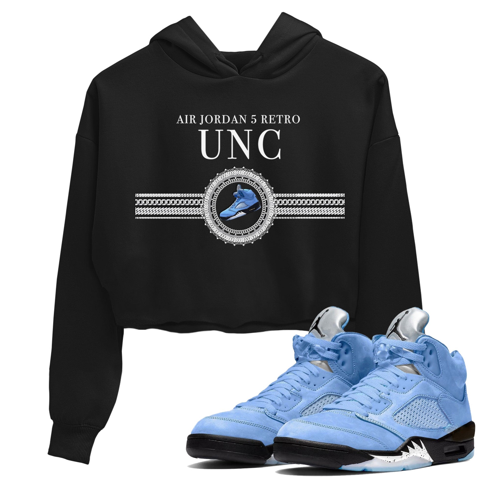 Jordan 5 UNC Jordan Shirts Gold Chain Sneaker Tees Air Jordan 5 Retro UNC Sneaker Release Tees Women's Shirts Black 1