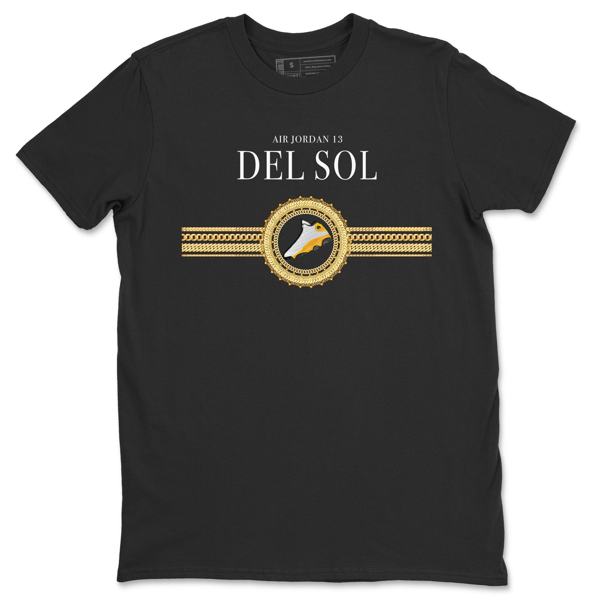 Jordan 13 Del Sol Sneaker Match Tees Gold Chains Sneaker Tees Jordan 13 Del Sol Sneaker Release Tees Unisex Shirts