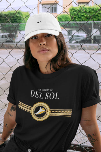 Jordan 13 Del Sol Sneaker Match Tees Gold Chains Sneaker Tees Jordan 13 Del Sol Sneaker Release Tees Unisex Shirts