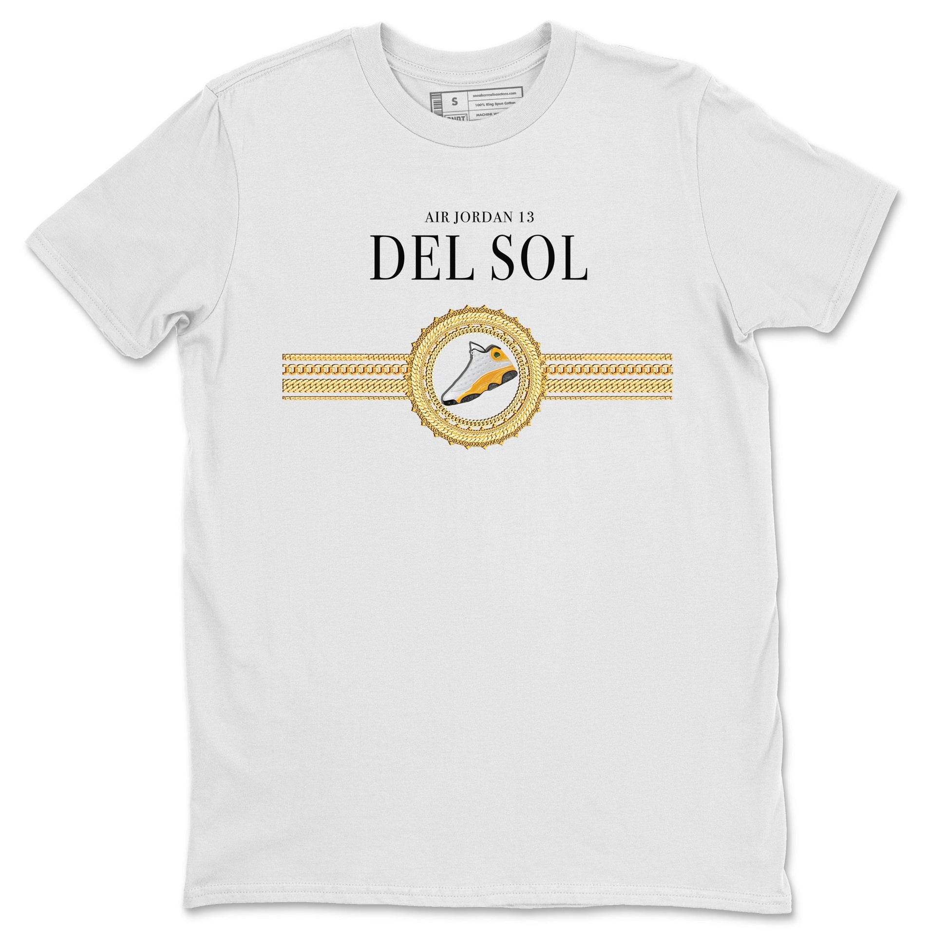 Jordan 13 Del Sol Sneaker Match Tees Gold Chains Sneaker Tees Jordan 13 Del Sol Sneaker Release Tees Unisex Shirts