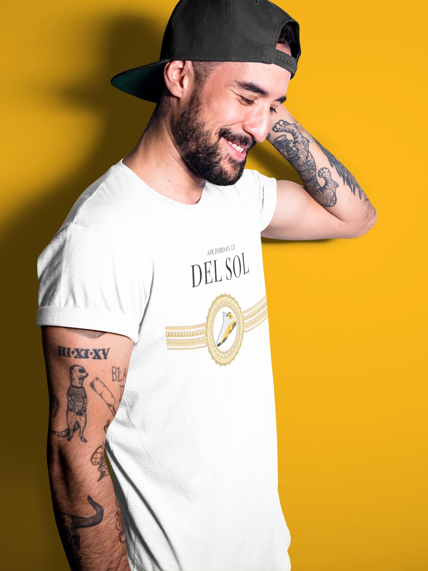 Jordan 13 Del Sol Sneaker Match Tees Gold Chains Sneaker Tees Jordan 13 Del Sol Sneaker Release Tees Unisex Shirts