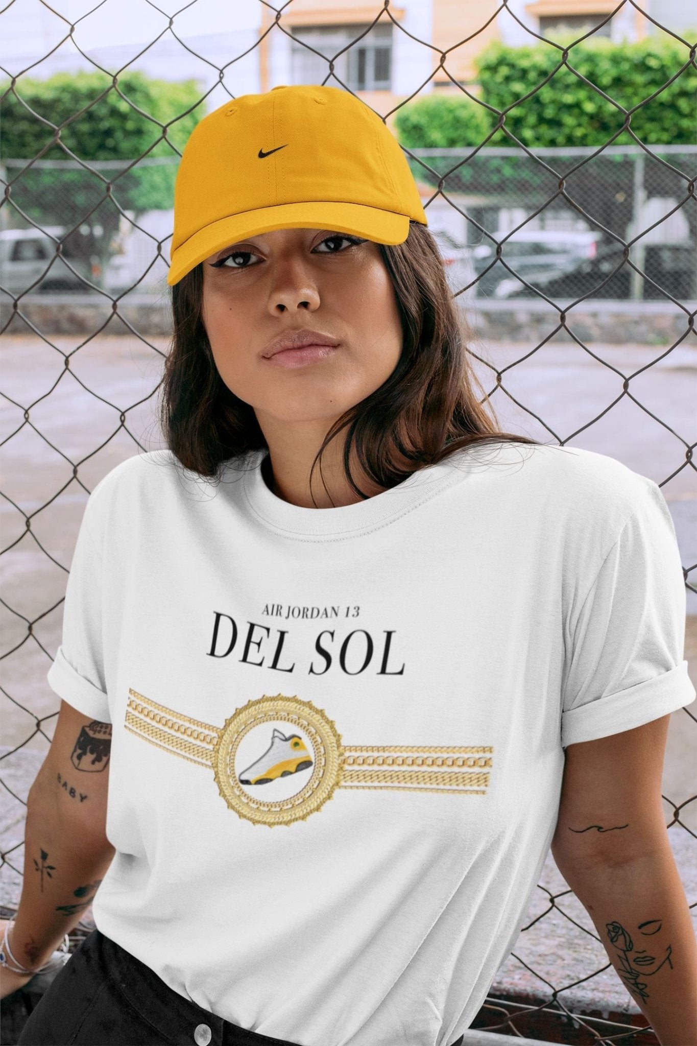 Jordan 13 Del Sol Sneaker Match Tees Gold Chains Sneaker Tees Jordan 13 Del Sol Sneaker Release Tees Unisex Shirts