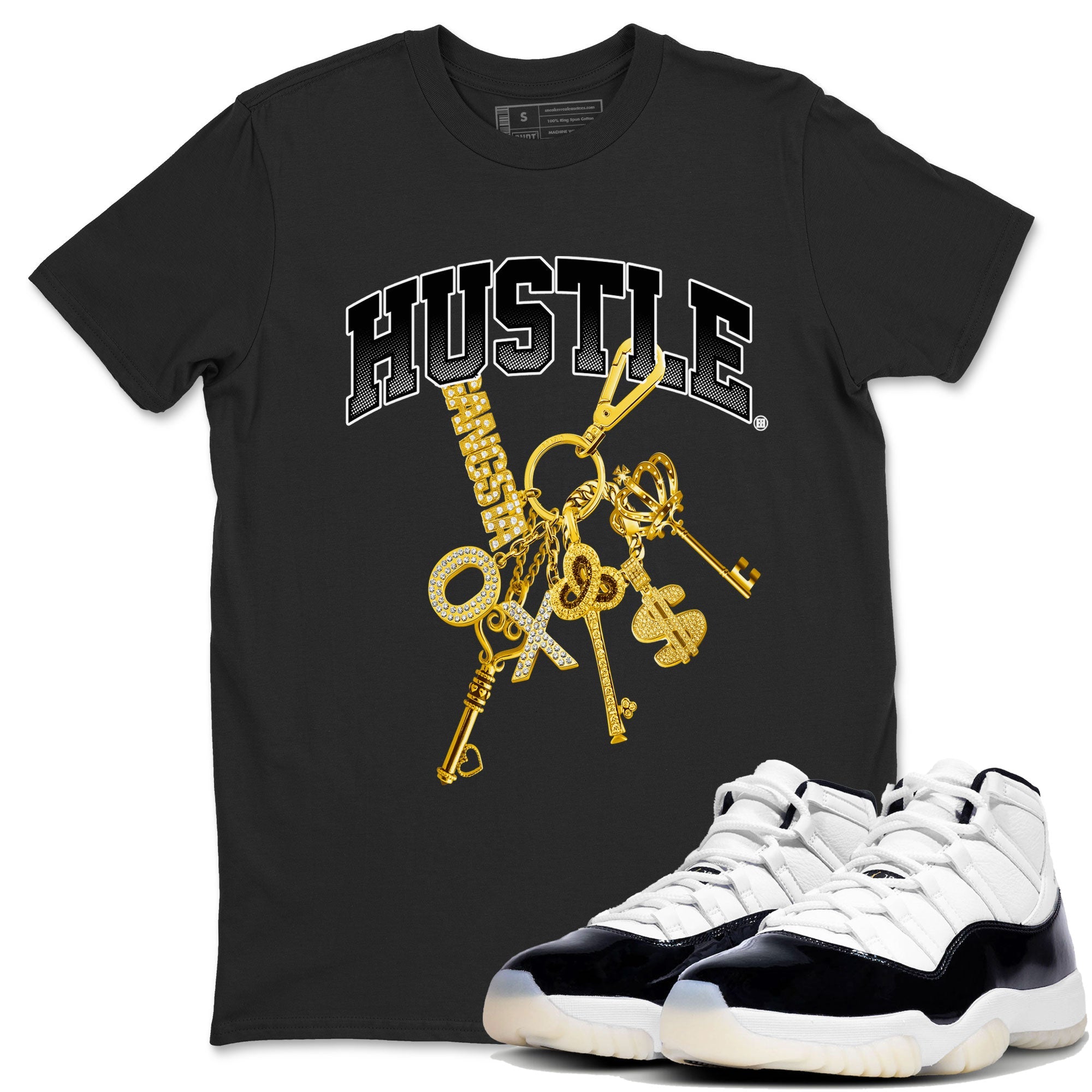 11s Gratitude shirt to match jordans Gold Hustle special sneaker matching tees Air Jordan 11 Gratitude SNRT sneaker tees Unisex Black 1 T-Shirt