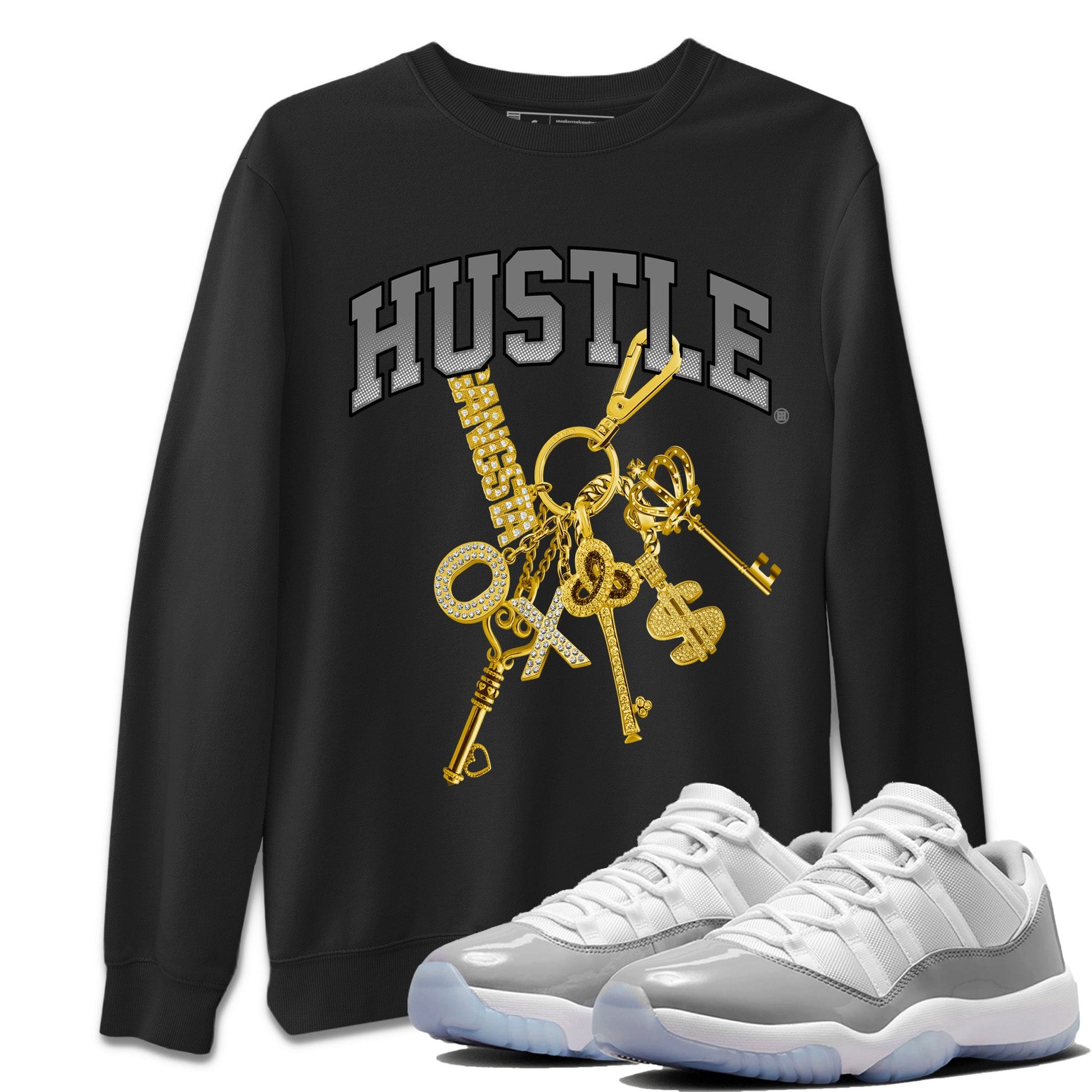 Air Jordan 11 White Cement Sneaker Match Tees Gold Hustle Sneaker Tees Air Jordan 11 Cement Grey Sneaker Release Tees Unisex Shirts Black 1