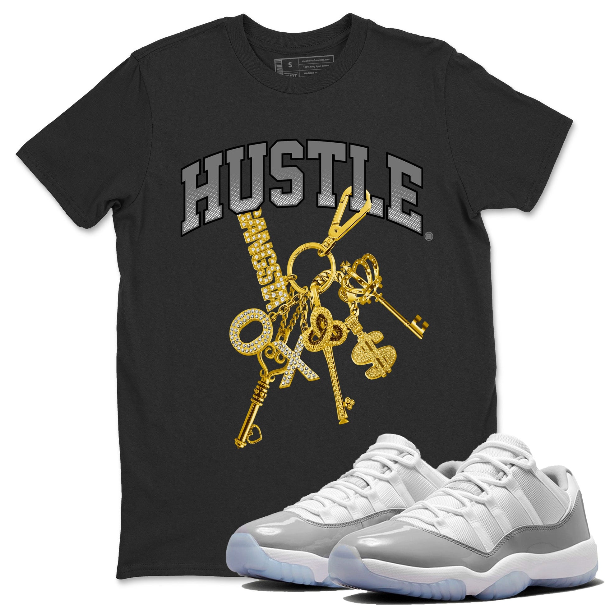 Air Jordan 11 White Cement Sneaker Match Tees Gold Hustle Sneaker Tees Air Jordan 11 Cement Grey Sneaker Release Tees Unisex Shirts Black 1