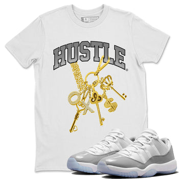 Air Jordan 11 White Cement Sneaker Match Tees Gold Hustle Sneaker Tees Air Jordan 11 Cement Grey Sneaker Release Tees Unisex Shirts White 1