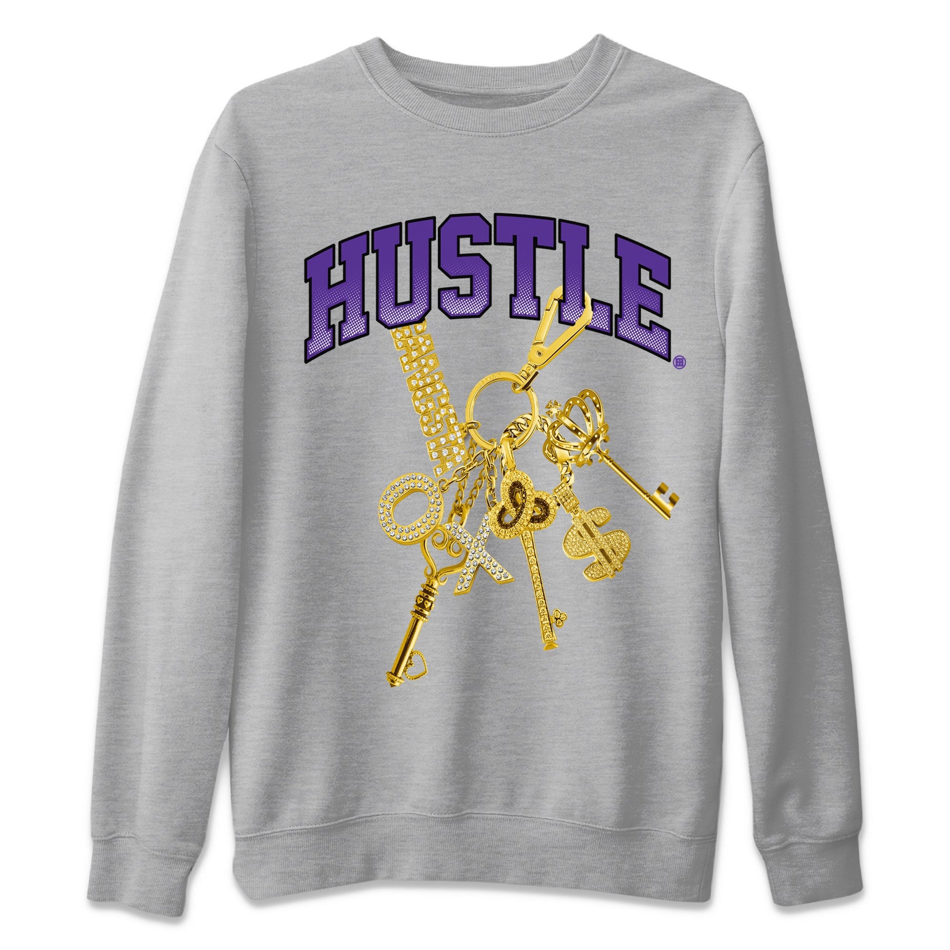 Air Jordan 12 Field Purple Sneaker Match Tees Gold Hustle Sneaker Tees Jordan Jordan 12 Lakers Sneaker Release Tees Unisex Shirts Heather Grey 2