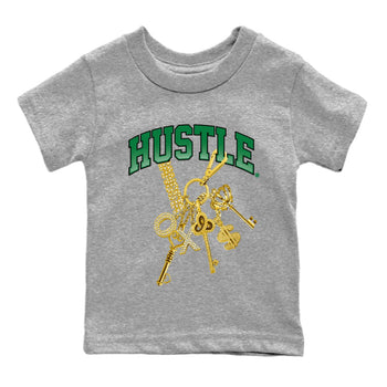 Air Jordan 4 Pine Green Sneaker Match Tees Gold Hustle Sneaker Tees Nike SB x Jordan 4 Pine Green Sneaker Release Tees Kids Shirts Heather Grey 2