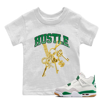 Jordan 4 Pine Green SB Sneaker Match Tees Gold Hustle Sneaker Tees Nike SB x Jordan 4 Pine Green Sneaker Tees Sneaker Release Shirts Kids Shirts White 1