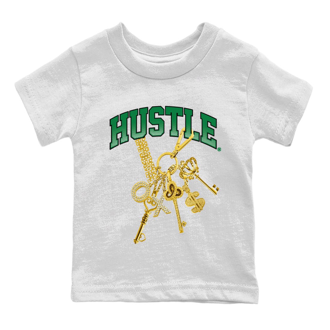 Air Jordan 4 Pine Green Sneaker Match Tees Gold Hustle Sneaker Tees Nike SB x Jordan 4 Pine Green Sneaker Release Tees Kids Shirts White 2