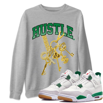 Jordan 4 Pine Green SB Sneaker Match Tees Gold Hustle Sneaker Tees Nike SB x Jordan 4 Pine Green Sneaker Tees Sneaker Release Shirts Unisex Shirts Heather Grey 1