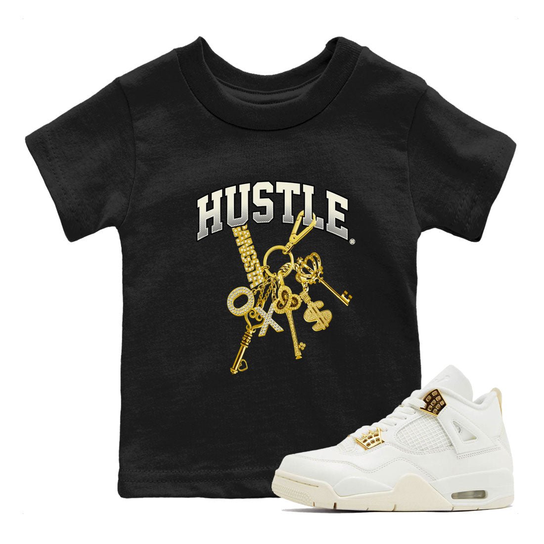 4s Sail shirt to match jordans Gold Hustle sneaker tees Air Jordan 4 Sail SNRT sneaker release tees baby toddler Black 1 cotton Shirt