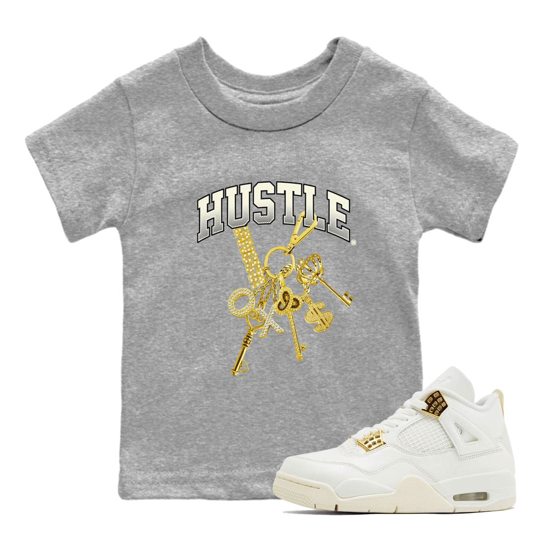 4s Sail shirt to match jordans Gold Hustle sneaker tees Air Jordan 4 Sail SNRT sneaker release tees baby toddler Heather Grey 1 cotton Shirt