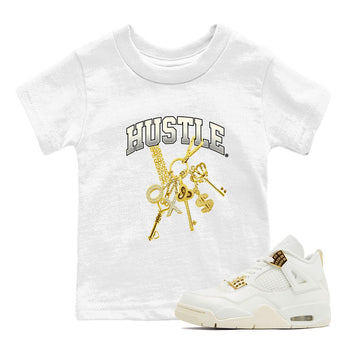 4s Sail shirt to match jordans Gold Hustle sneaker tees Air Jordan 4 Sail SNRT sneaker release tees baby toddler White 1 cotton Shirt