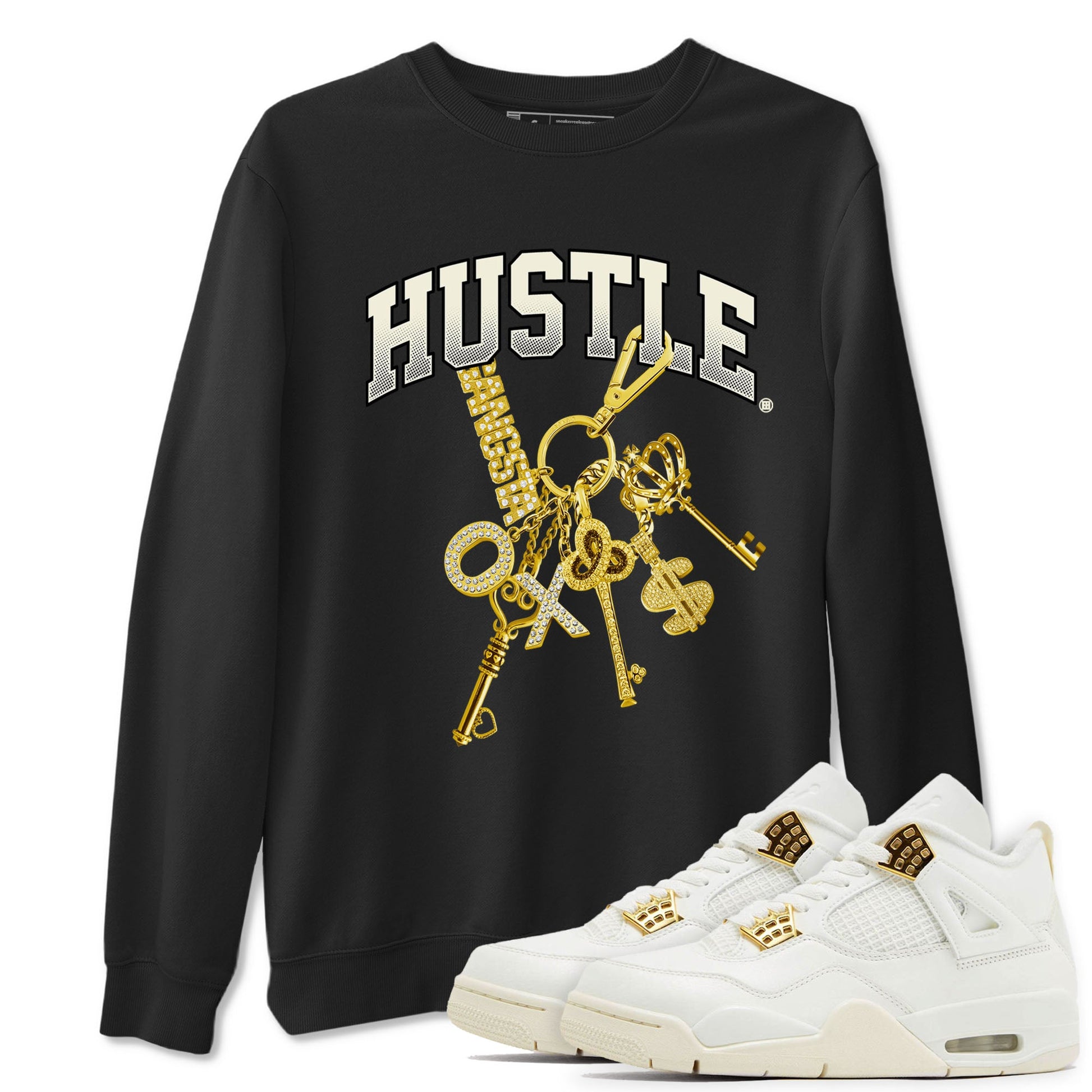 4s Sail shirt to match jordans Gold Hustle sneaker tees Air Jordan 4 Sail SNRT Sneaker Release Tees unisex cotton Black 1 crew neck shirt