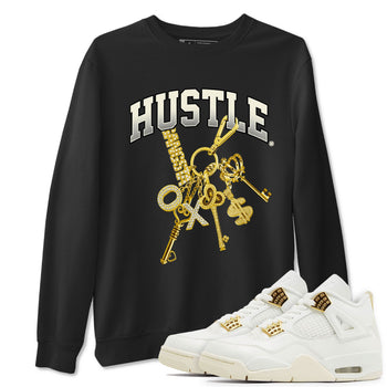 4s Sail shirt to match jordans Gold Hustle sneaker tees Air Jordan 4 Sail SNRT Sneaker Release Tees unisex cotton Black 1 crew neck shirt