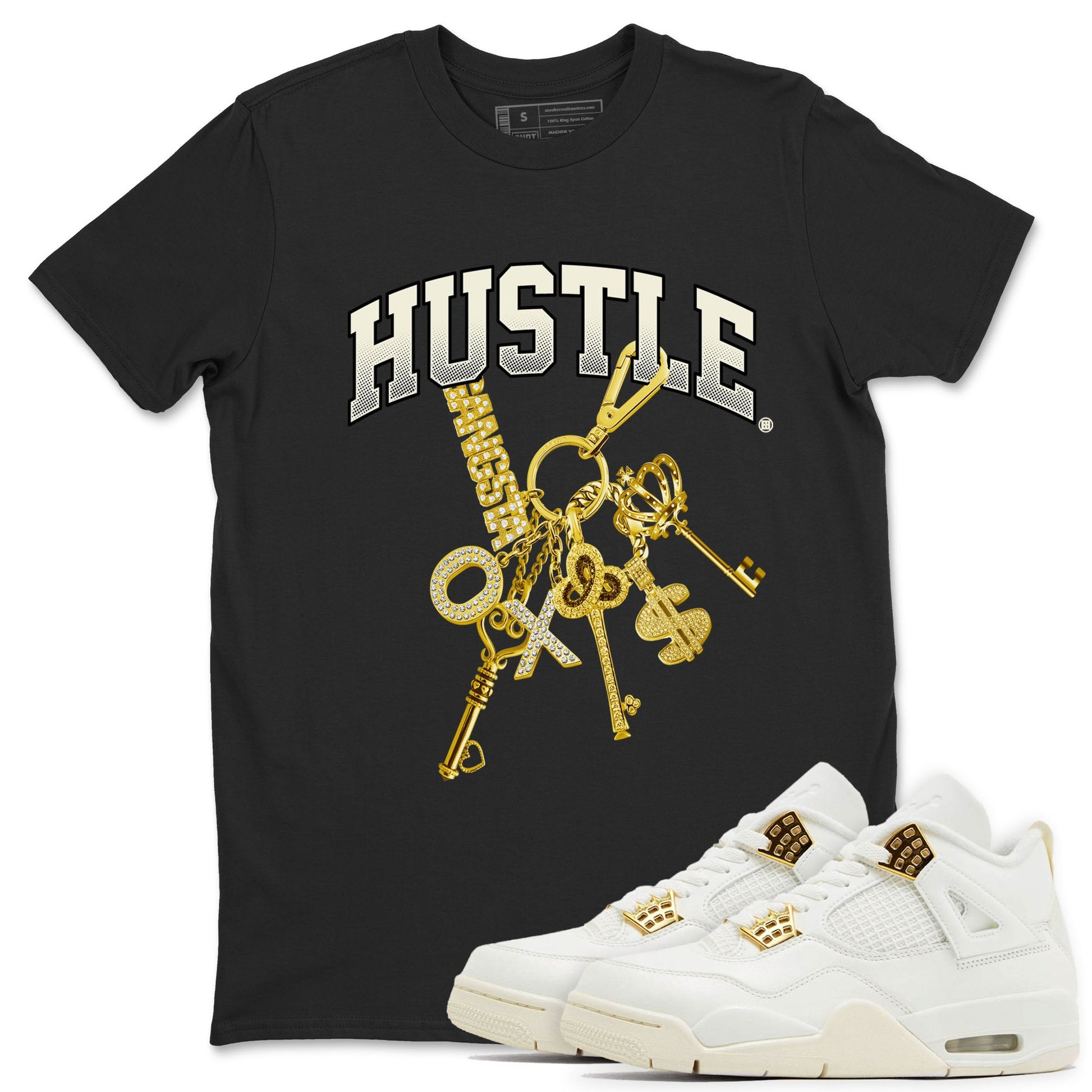 4s Sail shirt to match jordans Gold Hustle sneaker tees Air Jordan 4 Sail SNRT Sneaker Release Tees unisex cotton Black 1 crew neck shirt