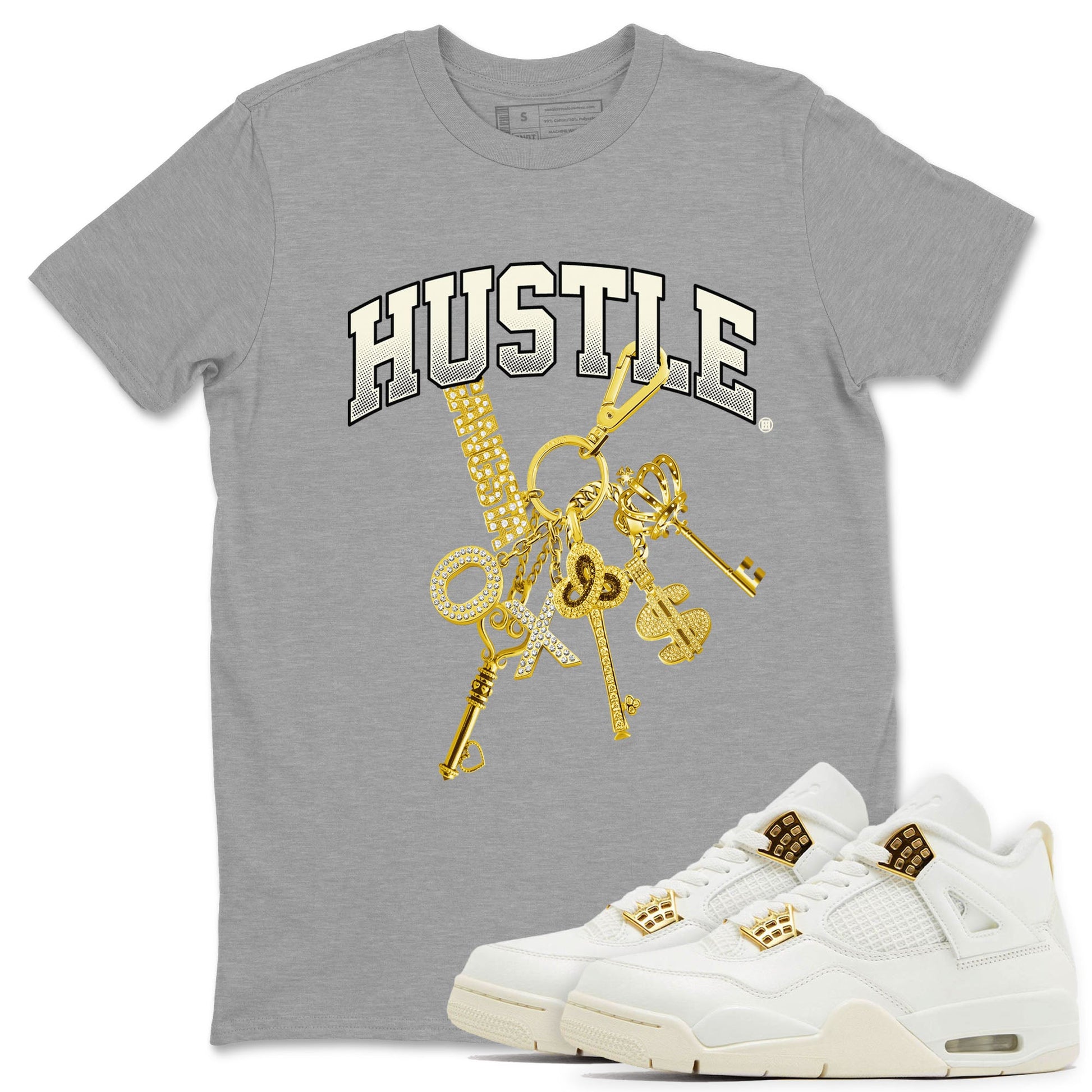 4s Sail shirt to match jordans Gold Hustle sneaker tees Air Jordan 4 Sail SNRT Sneaker Release Tees unisex cotton Heather Grey 1 crew neck shirt