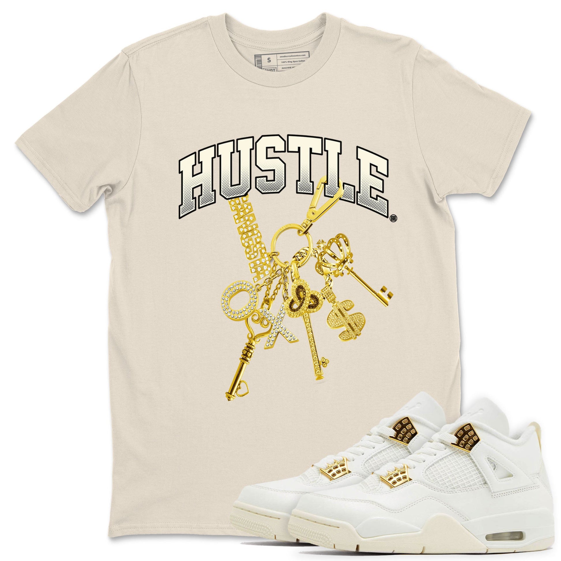 4s Sail shirt to match jordans Gold Hustle sneaker tees Air Jordan 4 Sail SNRT Sneaker Release Tees unisex cotton Natural 1 crew neck shirt
