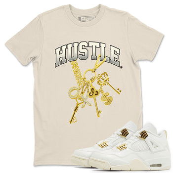 4s Sail shirt to match jordans Gold Hustle sneaker tees Air Jordan 4 Sail SNRT Sneaker Release Tees unisex cotton Natural 1 crew neck shirt