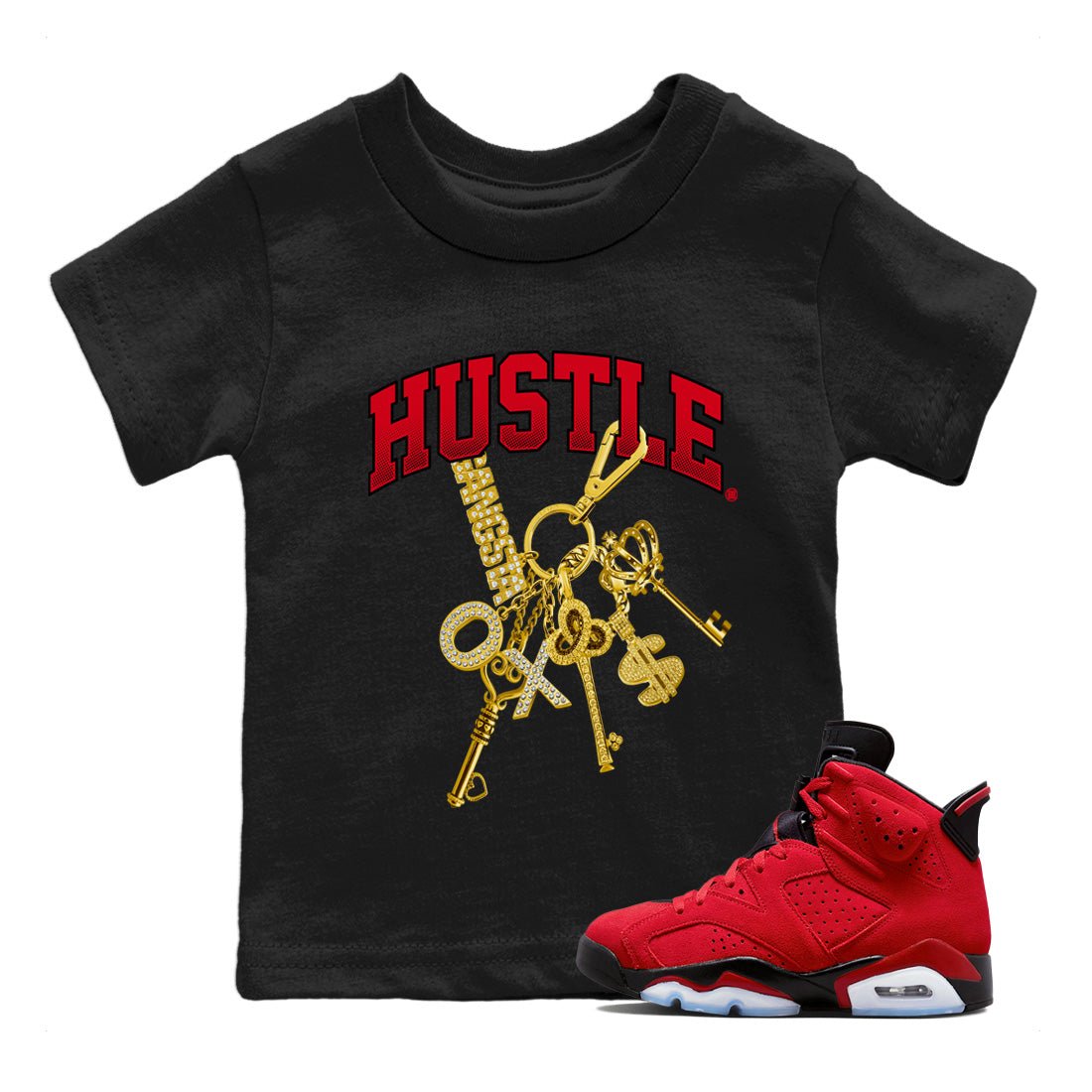 Air Jordan 6 Toro Bravo Sneaker Match Tees Gold Hustle Sneaker Tees Air Jordan 6 Toro Sneaker Release Tees Kids Shirts Black 1