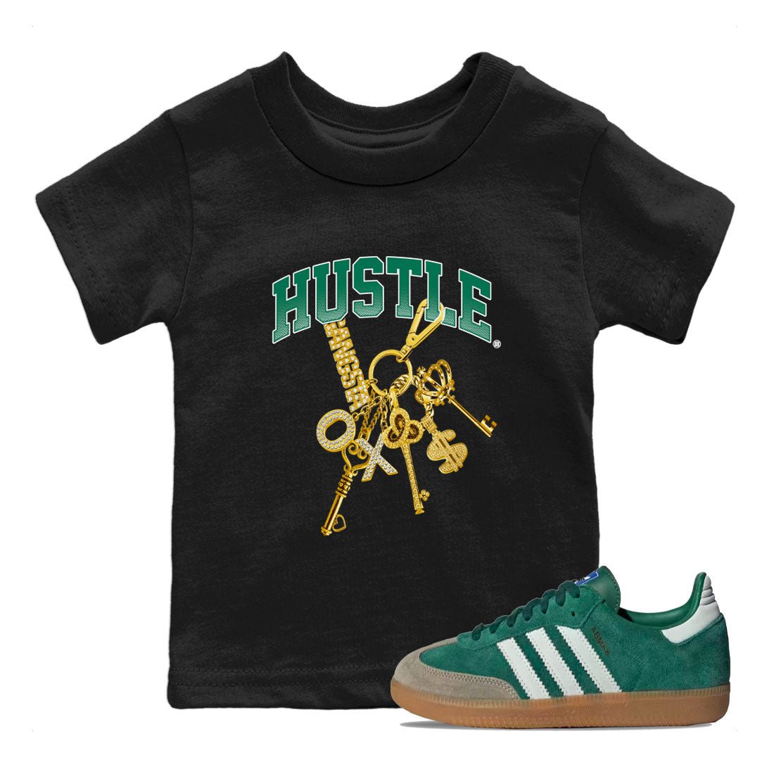 Samba Collegiate Green Gum | Gold Hustle Kids T-Shirt | SNRT Sneaker  Release Tees