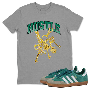 Adidas Samba Collegiate Green Gum shirt to match jordans Gold Hustle sneaker tees Samba Collegiate Green Gum SNRT Sneaker Release Tees Unisex Heather Grey 1 T-Shirt