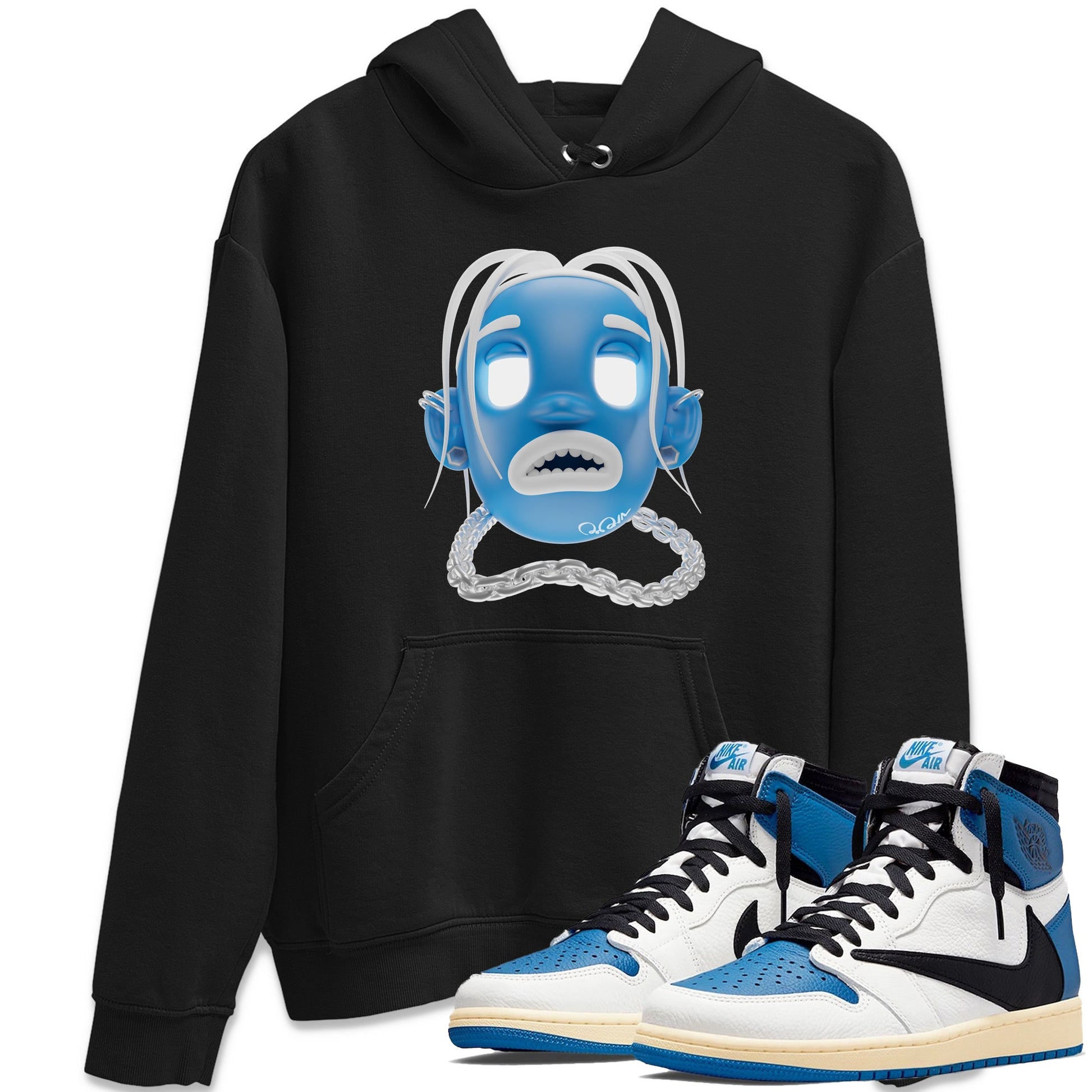 Air Jordan 1 Travis Scott Fragment Sneaker Match Tees Goosebumps Boy Sneaker Tees AJ1 OG High Travis Scott Fragment Sneaker Release Tees Unisex Shirts Black 1