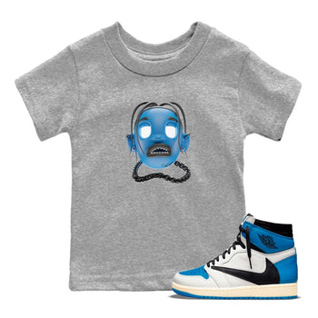 Air Jordan 1 Travis Scott Fragment Sneaker Match Tees Goosebumps Boy Sneaker Tees AJ1 OG High Travis Scott Fragment Sneaker Release Tees Kids Shirts Heather Grey 1