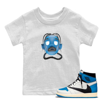 Air Jordan 1 Travis Scott Fragment Sneaker Match Tees Goosebumps Boy Sneaker Tees AJ1 OG High Travis Scott Fragment Sneaker Release Tees Kids Shirts White 1