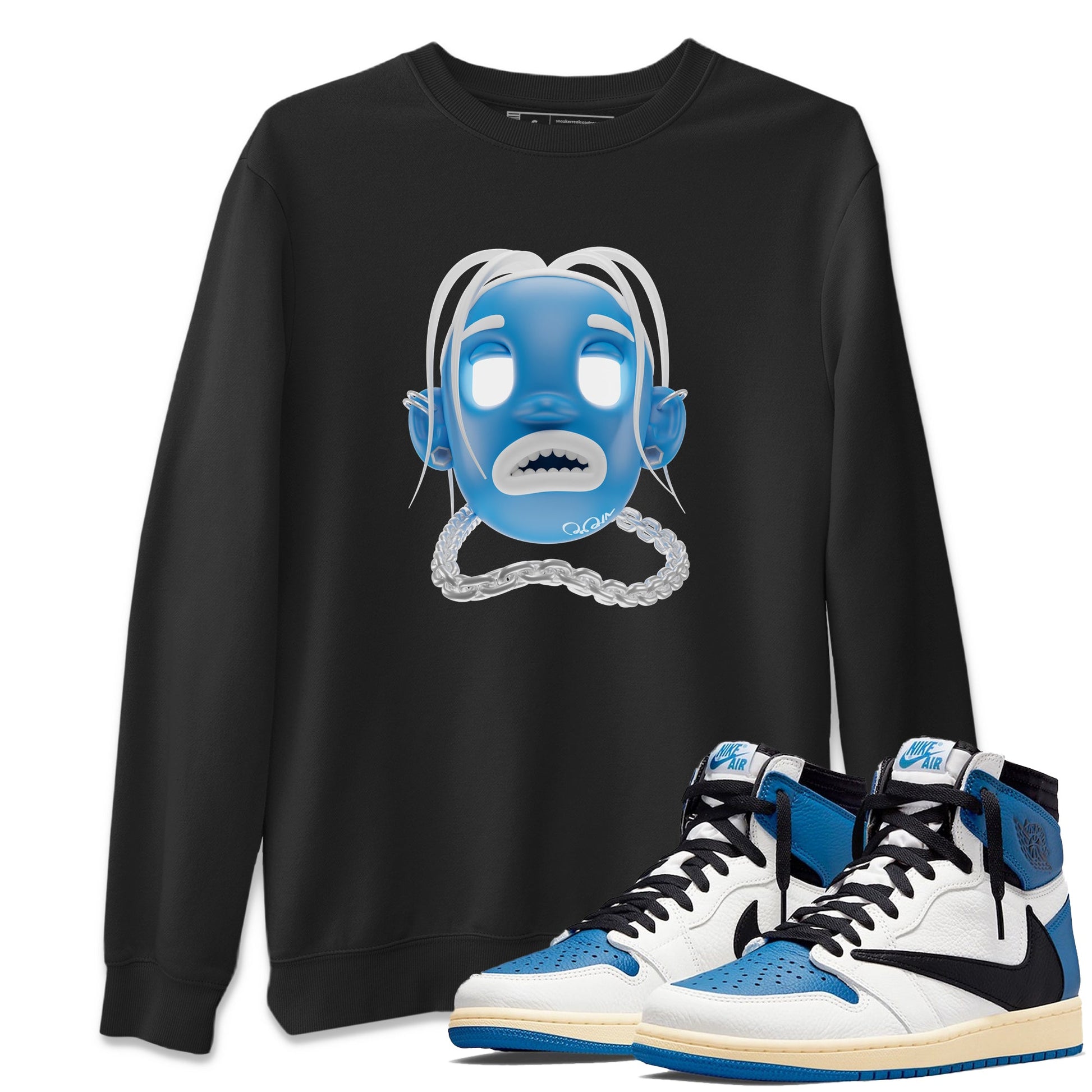 Air Jordan 1 Travis Scott Fragment Sneaker Match Tees Goosebumps Boy Sneaker Tees AJ1 OG High Travis Scott Fragment Sneaker Release Tees Unisex Shirts Black 1