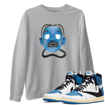 Air Jordan 1 Travis Scott Fragment Sneaker Match Tees Goosebumps Boy Sneaker Tees AJ1 OG High Travis Scott Fragment Sneaker Release Tees Unisex Shirts Heather Grey 1