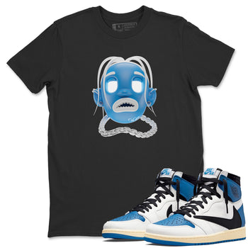 Air Jordan 1 Travis Scott Fragment Sneaker Match Tees Goosebumps Boy Sneaker Tees AJ1 OG High Travis Scott Fragment Sneaker Release Tees Unisex Shirts Black 1