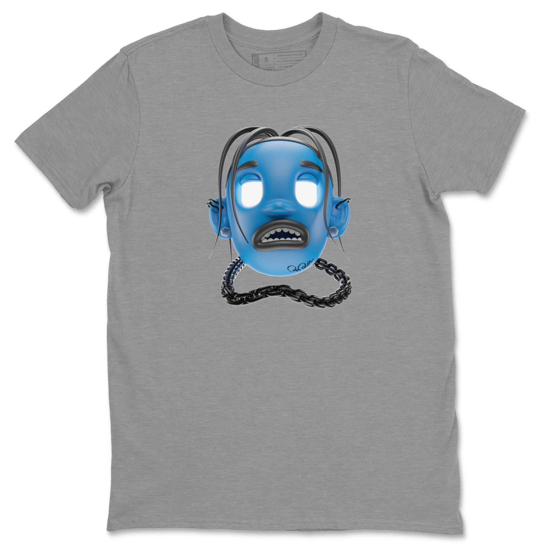 Air Jordan 1 Travis Scott Fragment Sneaker Match Tees Goosebumps Boy Sneaker Tees AJ1 OG High Travis Scott Fragment Sneaker Release Tees Unisex Shirts Heather Grey 2