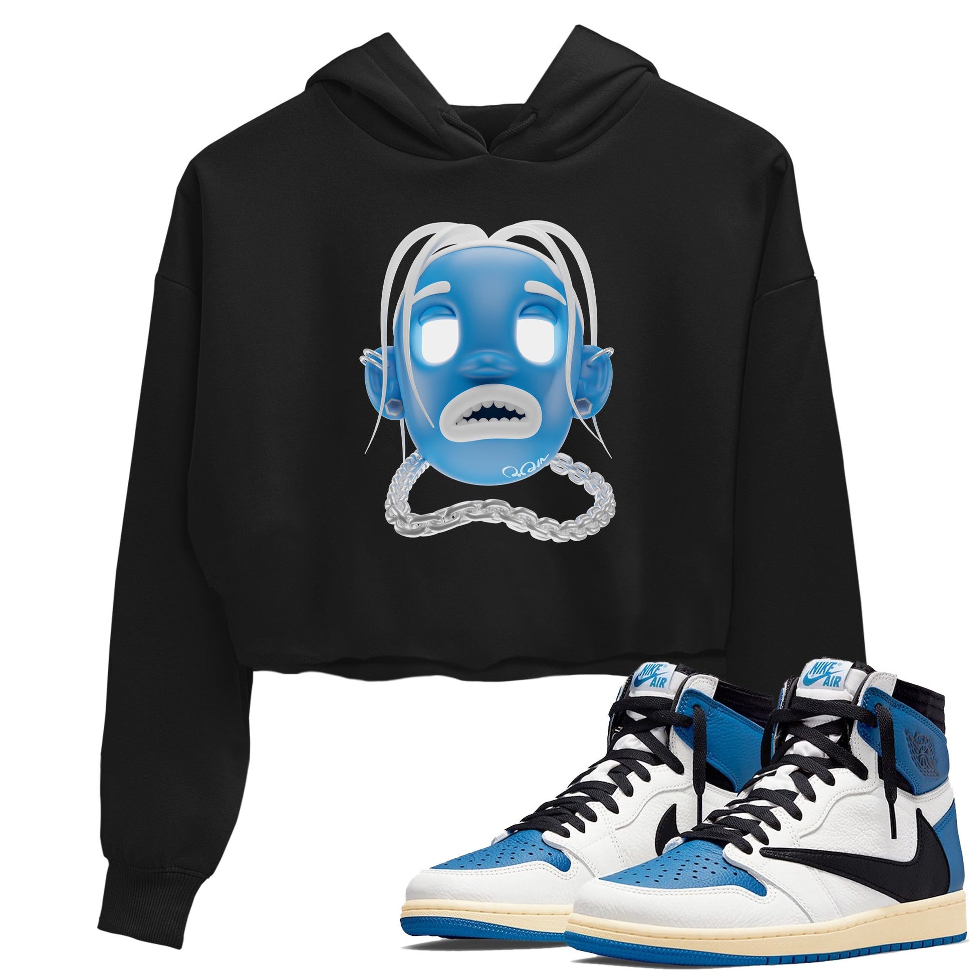 Air Jordan 1 Travis Scott Fragment Sneaker Match Tees Goosebumps Boy Sneaker Tees AJ1 OG High Travis Scott Fragment Sneaker Release Tees Women's Shirts Black 1