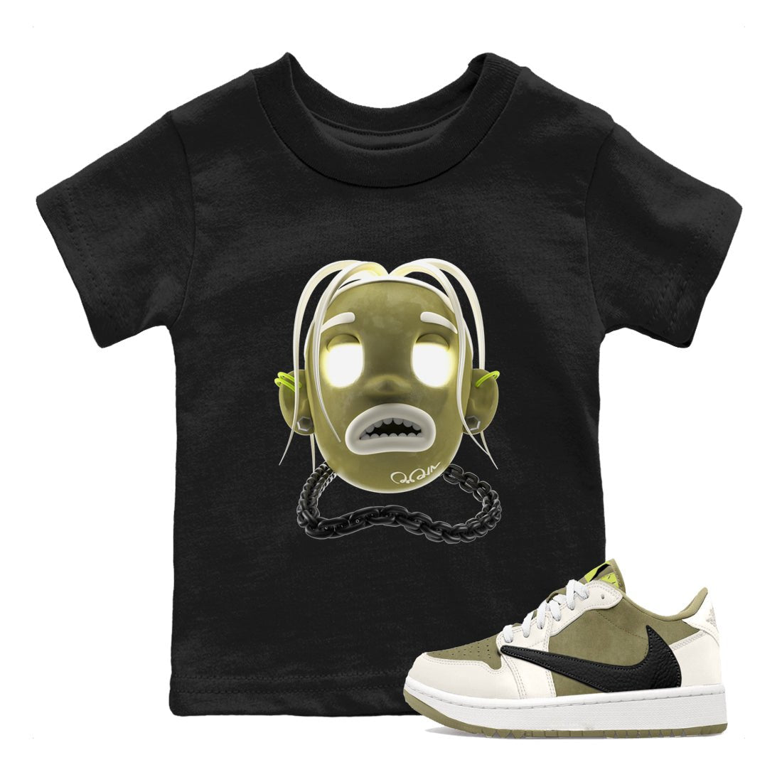 Air Jordan 1 Travis Scott Golf shirt to match jordans Goosebumps Boy sneaker tees AJ1 lowTravis Scott Golf SNRT Sneaker Release Tees Baby Toddler Black 1 T-Shirt