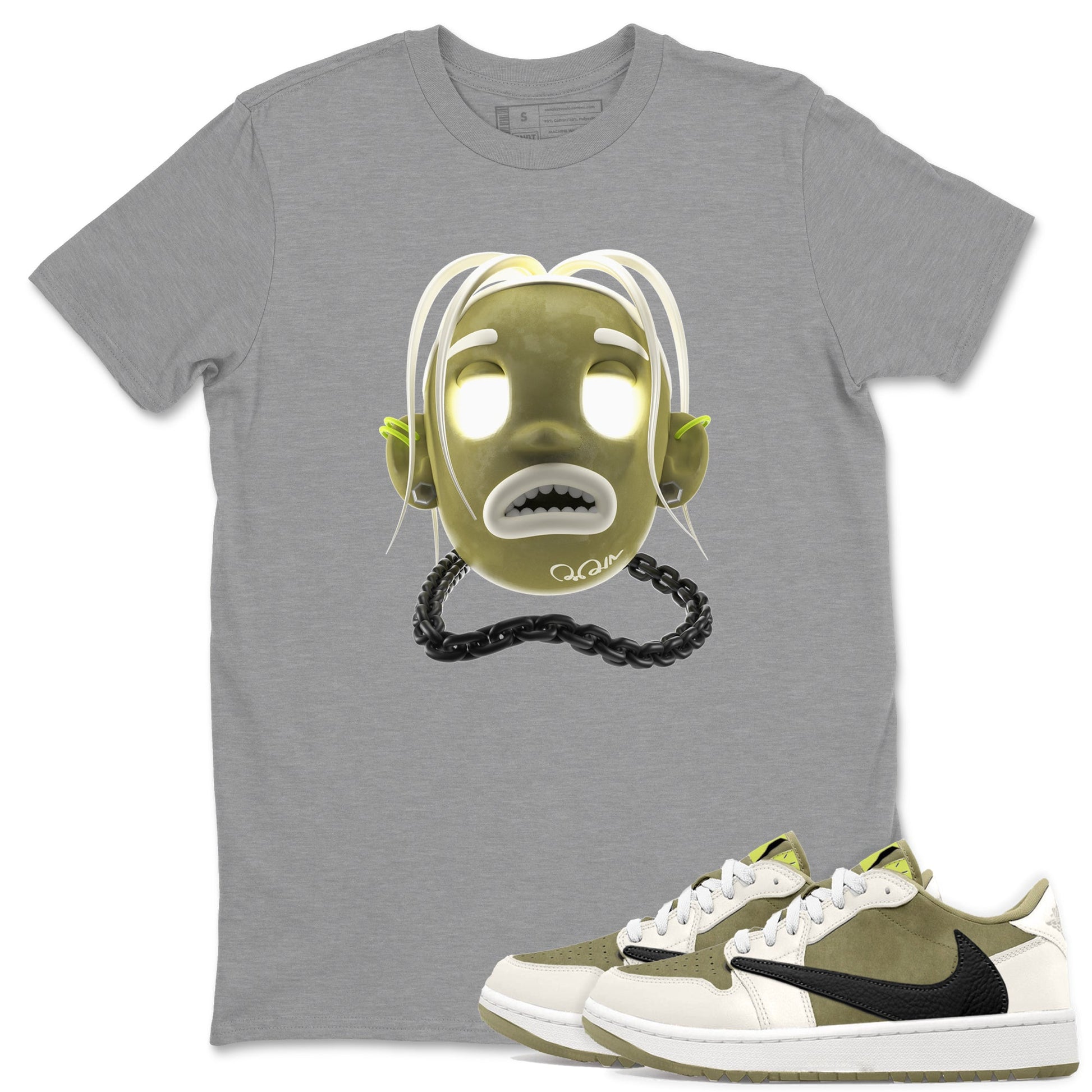 Air Jordan 1 Travis Scott Golf shirt to match jordans Goosebumps Boy sneaker tees AJ1 lowTravis Scott Golf SNRT Sneaker Release Tees Unisex Heather Grey 1 T-Shirt