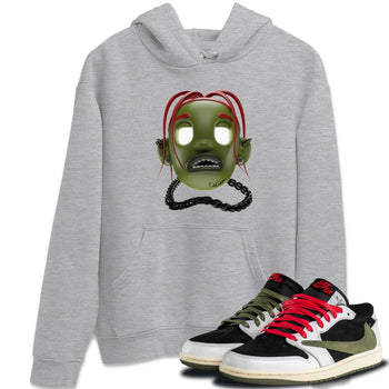 Air Jordan 1 Travis Scott Olive Sneaker Match Tees Goosebumps Boy Sneaker Tees AJ1 OG Travis Scott Olive Sneaker Release Tees Unisex Shirts Heather Grey 1