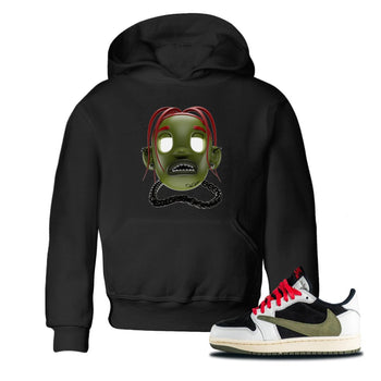 Air Jordan 1 Travis Scott Olive Sneaker Match Tees Goosebumps Boy Sneaker Tees AJ1 OG Travis Scott Olive Sneaker Release Tees Kids Shirts Black 1