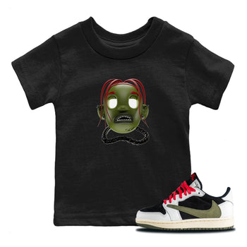 Air Jordan 1 Travis Scott Olive Sneaker Match Tees Goosebumps Boy Sneaker Tees AJ1 OG Travis Scott Olive Sneaker Release Tees Kids Shirts Black 1