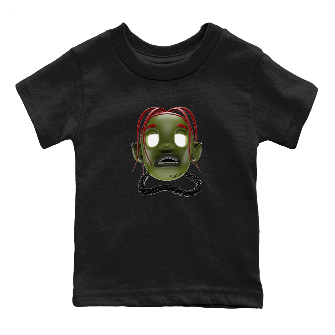 Air Jordan 1 Travis Scott Olive Sneaker Match Tees Goosebumps Boy Sneaker Tees AJ1 OG Travis Scott Olive Sneaker Release Tees Kids Shirts Black 2