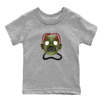 Air Jordan 1 Travis Scott Olive Sneaker Match Tees Goosebumps Boy Sneaker Tees AJ1 OG Travis Scott Olive Sneaker Release Tees Kids Shirts Heather Grey 2