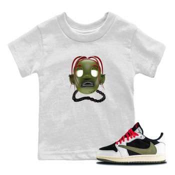 Air Jordan 1 Travis Scott Olive Sneaker Match Tees Goosebumps Boy Sneaker Tees AJ1 OG Travis Scott Olive Sneaker Release Tees Kids Shirts White 1