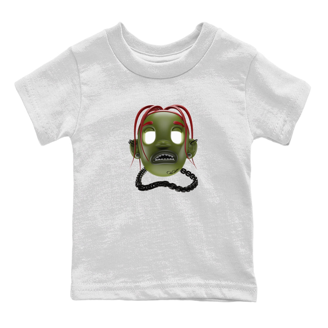 Air Jordan 1 Travis Scott Olive Sneaker Match Tees Goosebumps Boy Sneaker Tees AJ1 OG Travis Scott Olive Sneaker Release Tees Kids Shirts White 2