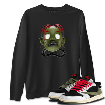 Air Jordan 1 Travis Scott Olive Sneaker Match Tees Goosebumps Boy Sneaker Tees AJ1 OG Travis Scott Olive Sneaker Release Tees Unisex Shirts Black 1
