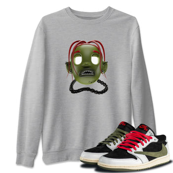 Air Jordan 1 Travis Scott Olive Sneaker Match Tees Goosebumps Boy Sneaker Tees AJ1 OG Travis Scott Olive Sneaker Release Tees Unisex Shirts Heather Grey 1
