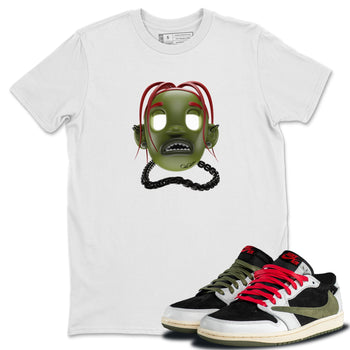 Air Jordan 1 Travis Scott Olive Sneaker Match Tees Goosebumps Boy Sneaker Tees AJ1 OG Travis Scott Olive Sneaker Release Tees Unisex Shirts White 1