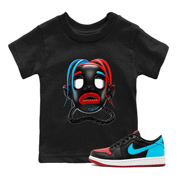 Air Jordan 1 UNC to Chicago Sneaker Match Tees Goosebumps Boy Sneaker Tees AJ1 UNC to Chicago Sneaker Release Tees Kids Shirts Black 1