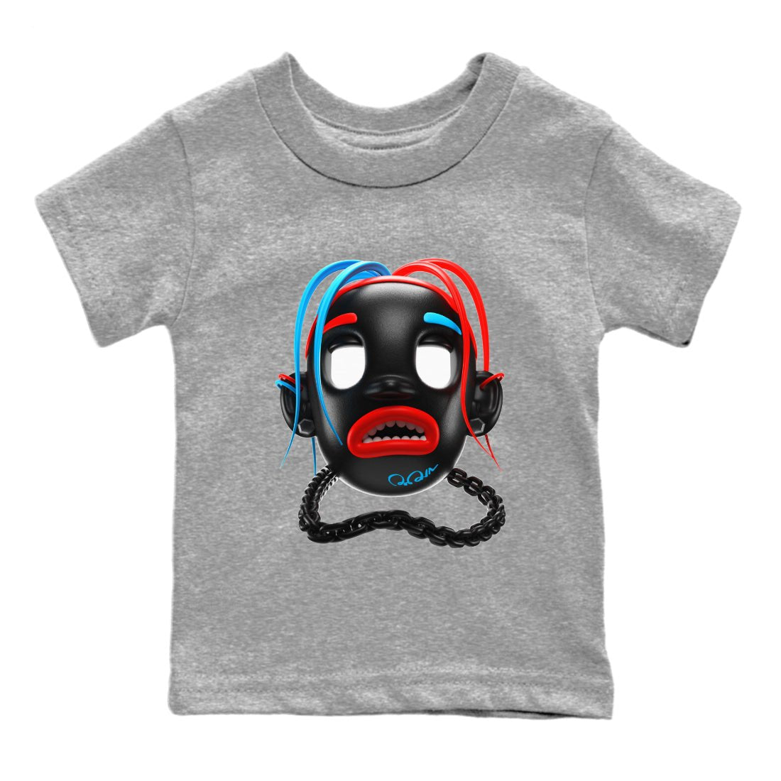 Air Jordan 1 UNC to Chicago Sneaker Match Tees Goosebumps Boy Sneaker Tees AJ1 UNC to Chicago Sneaker Release Tees Kids Shirts Heather Grey 2